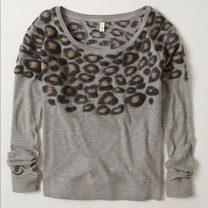 Anthropologie Moth Gray leopard sweater